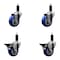 Service Caster 3.5'' Blue Poly Wheel Swivel 1-1/8'' Expanding Stem Caster Set 2 Brakes, 4PK SCC-EX20S3514-PPUB-BLUE-2-PLB-2-118 - alternate 1